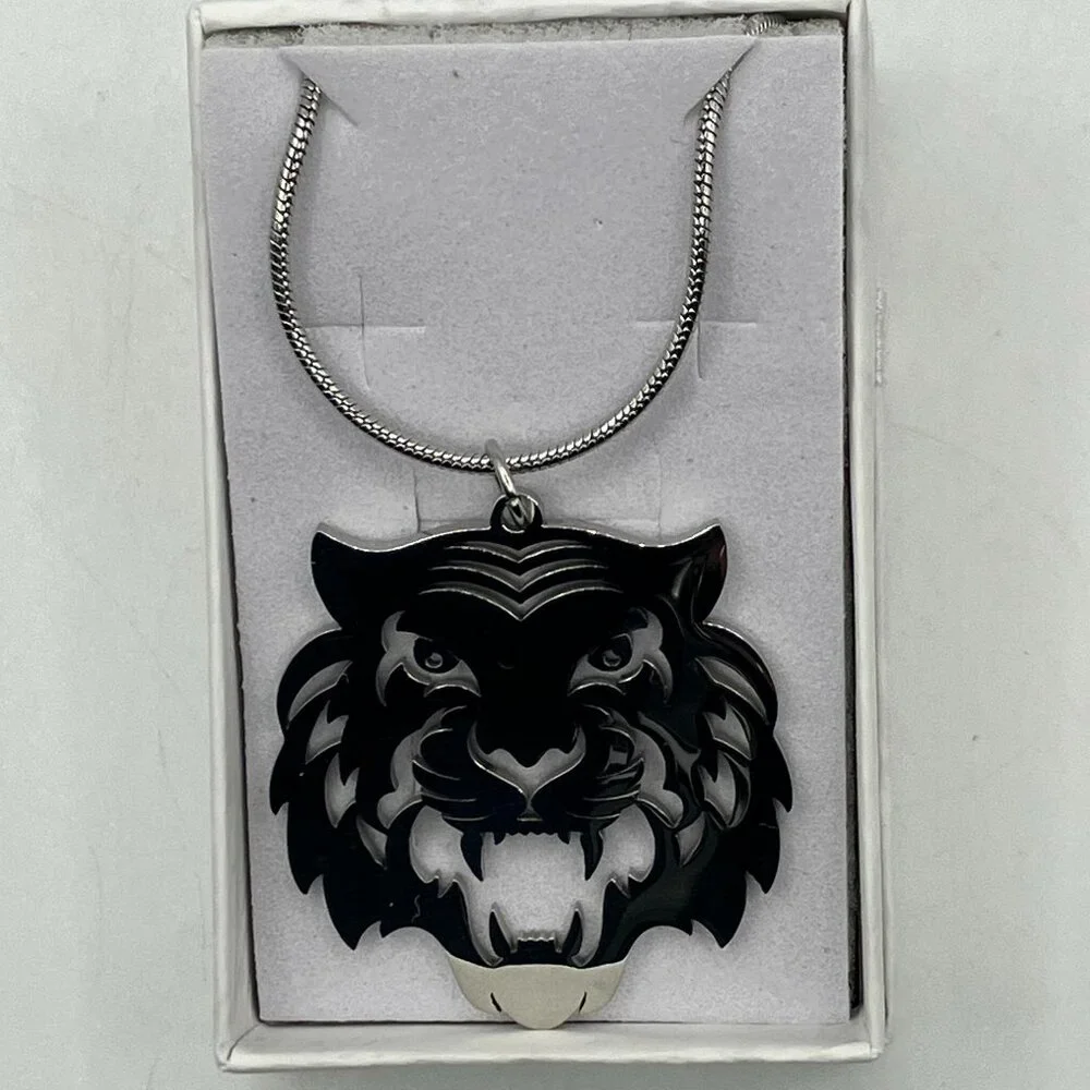 Stainless Steel Tiger Pendant Necklace Laser Cut Pendant + Choice of Chain